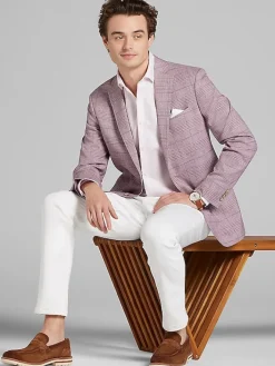 Sport Coats|Sport Coats-JOE Joseph Abboud Slim Fit Plaid Sport Coat Mauve Plaid