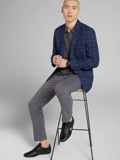 Sport Coats|Sport Coats-Calvin Klein Slim Fit Plaid Sport Coat Blue Plaid