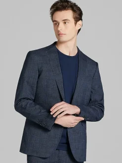 2-piece Suits|Big & Tall Suits-Wilke-Rodriguez Slim Fit Plaid Suit Navy Plaid