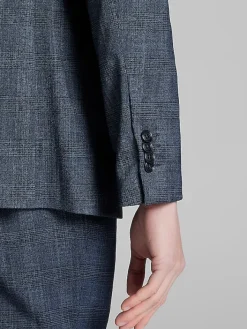 2-piece Suits|Big & Tall Suits-Wilke-Rodriguez Slim Fit Plaid Suit Navy Plaid