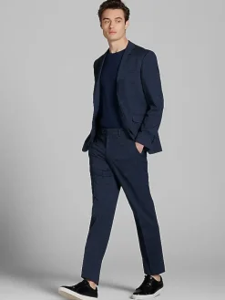 2-piece Suits|Big & Tall Suits-Wilke-Rodriguez Slim Fit Plaid Suit Navy Plaid