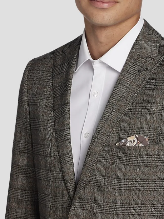 3-piece Suits|Suit Separates-Paisley &Amp; Gray Slim Fit Plaid Suit Jacket Camel