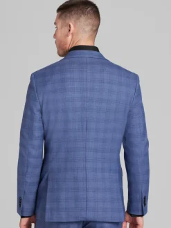 3-piece Suits|Suit Separates-JOE Joseph Abboud Slim Fit Plaid Suit Jacket Lt Blue Plaid
