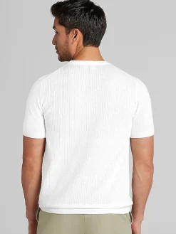 T-shirts-Paisley &Amp; Gray Slim Fit Pointelle Knit Short Sleeve Crewneck White
