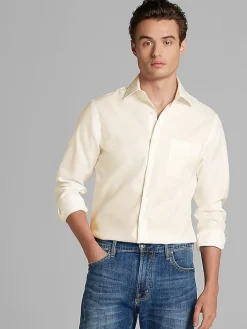 Solid Dress Shirts|White Dress Shirts-Pronto Uomo Slim Fit Queens Oxford Dress Shirt Blue