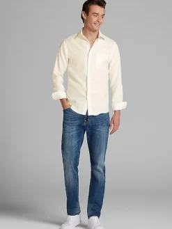Solid Dress Shirts|White Dress Shirts-Pronto Uomo Slim Fit Queens Oxford Dress Shirt Blue