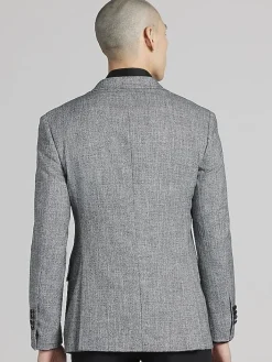 Dinner Jackets-Egara Slim Fit Satin Trim Dinner Jacket B&Amp;W Shiny Ht