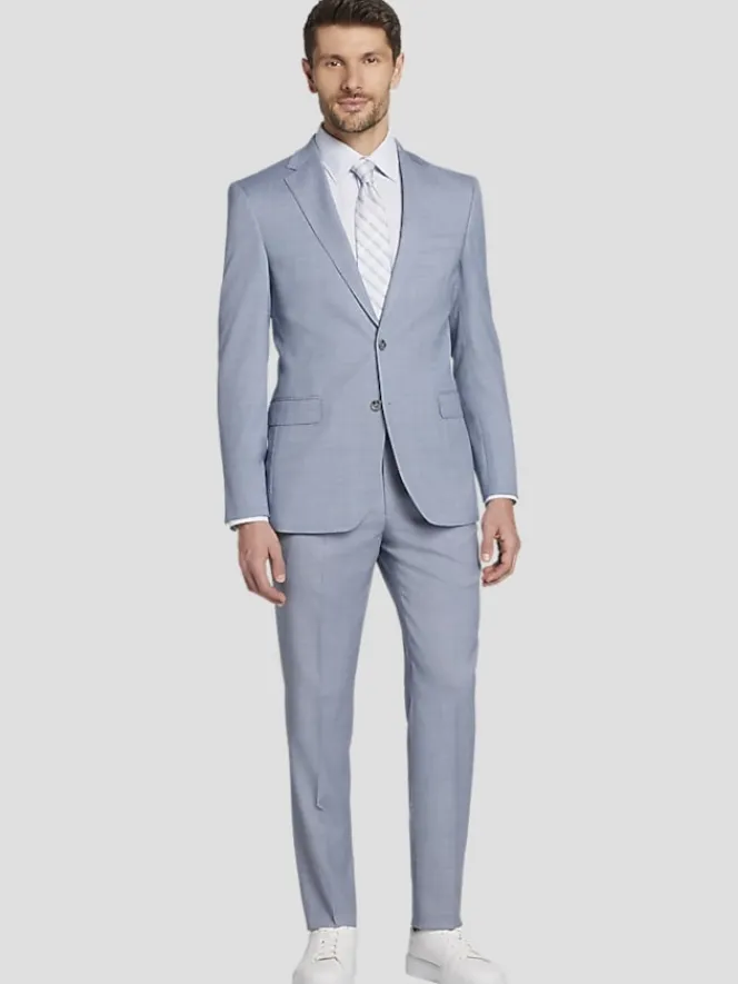 3-piece Suits|Suit Separates-JOE Joseph Abboud Slim Fit Sharkskin Suit Jacket Lt Blue Sharkskin