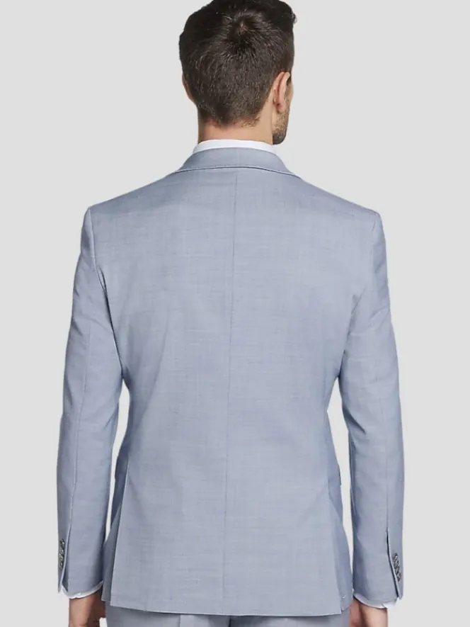 3-piece Suits|Suit Separates-JOE Joseph Abboud Slim Fit Sharkskin Suit Jacket Lt Blue Sharkskin
