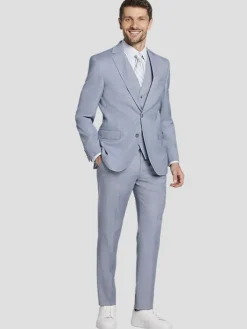 3-piece Suits|Suit Separates-JOE Joseph Abboud Slim Fit Sharkskin Suit Jacket Lt Blue Sharkskin