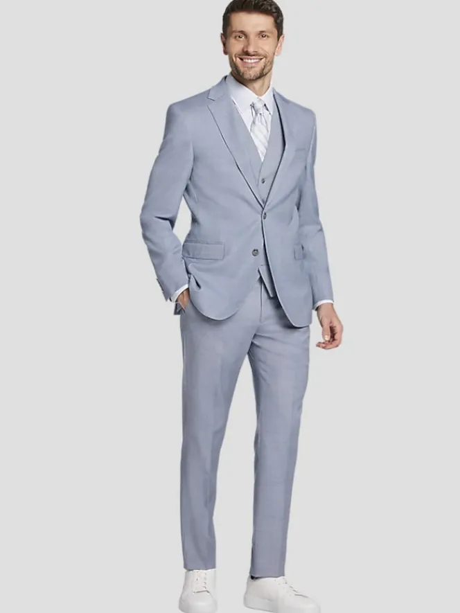 3-piece Suits|Suit Separates-JOE Joseph Abboud Slim Fit Sharkskin Suit Jacket Lt Blue Sharkskin