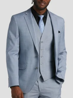 3-piece Suits|Suit Separates-JOE Joseph Abboud Slim Fit Sharkskin Suit Jacket Lt Blue Sharkskin