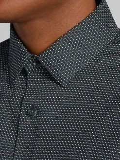 Button Up Shirts|Casual Shirts-Awearness Kenneth Cole Slim Fit Short Sleeve Button Up Shirt Black