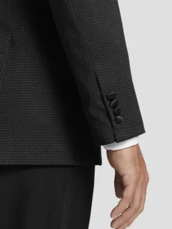 Sport Coats|Sport Coats-Egara Slim Fit Single-Button Dobby Formal Sport Coat Black Tic