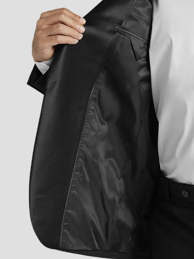 Sport Coats|Sport Coats-Egara Slim Fit Single-Button Dobby Formal Sport Coat Black Tic