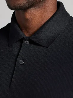 Casual Shirts|Polos-Awearness Kenneth Cole Slim Fit Solid Knit Polo Black