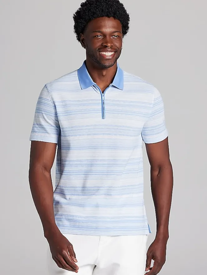 Casual Shirts|Polos-Awearness Kenneth Cole Slim Fit Space Dye Stripe Polo Black/Navy
