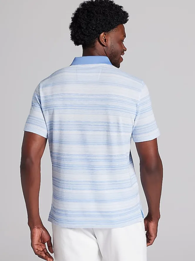 Casual Shirts|Polos-Awearness Kenneth Cole Slim Fit Space Dye Stripe Polo Black/Navy