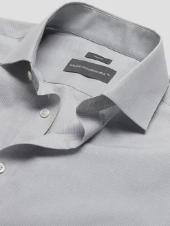 Patterned Dress Shirts|Dress Shirts-Wilke-Rodriguez Slim Fit Spread Collar Mini Houndstooth Dress Shirt Gray Check