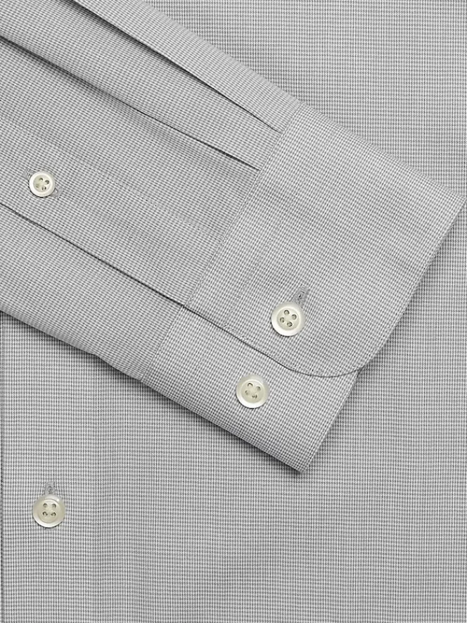 Patterned Dress Shirts|Dress Shirts-Wilke-Rodriguez Slim Fit Spread Collar Mini Houndstooth Dress Shirt Gray Check