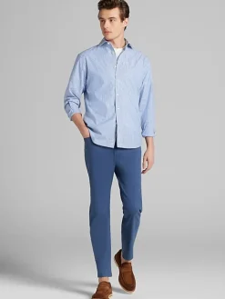 Patterned Dress Shirts|Dress Shirts-Wilke-Rodriguez Slim Fit Stripe Dress Shirt Blue