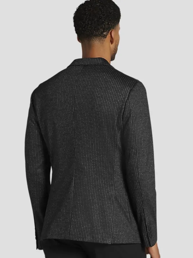 Sport Coats|Sport Coats-Awearness Kenneth Cole Slim Fit Stripe Knit Sport Coat Black Basic Stripe