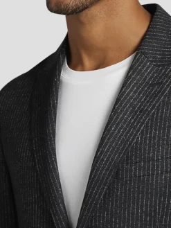 Sport Coats|Sport Coats-Awearness Kenneth Cole Slim Fit Stripe Knit Sport Coat Black Basic Stripe