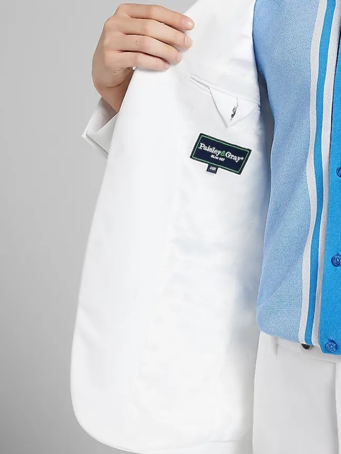 3-piece Suits|Suit Separates-Paisley &Amp; Gray Slim Fit Suit Jacket White Shark