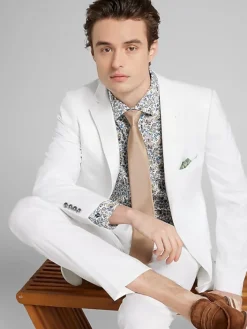 3-piece Suits|Suit Separates-Paisley &Amp; Gray Slim Fit Suit Jacket White Shark