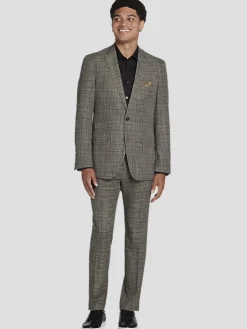 3-piece Suits|Suit Separates-Paisley &Amp; Gray Slim Fit Suit Jacket Tan Gold Check