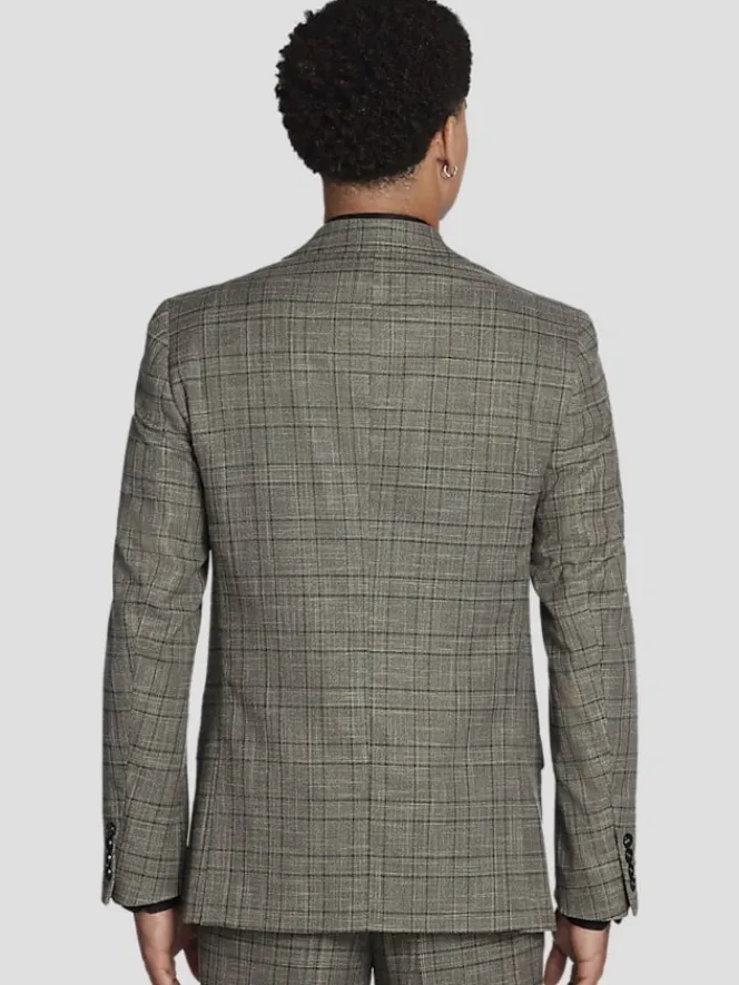 3-piece Suits|Suit Separates-Paisley &Amp; Gray Slim Fit Suit Jacket Tan Gold Check