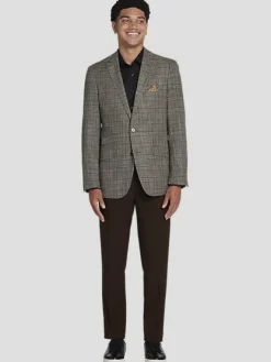 3-piece Suits|Suit Separates-Paisley &Amp; Gray Slim Fit Suit Jacket Tan Gold Check
