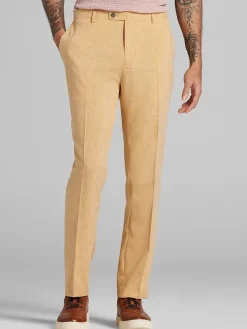 Big & Tall Pants|Big & Tall Suits-Paisley &Amp; Gray Slim Fit Suit Pants Mustard
