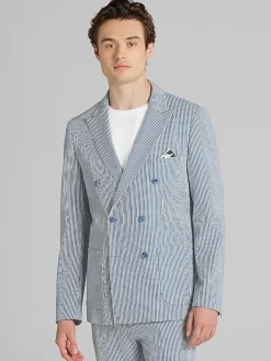 3-piece Suits|Suit Separates-Paisley &Amp; Gray Slim Fit Suit Seersucker Jacket Blue/Grey Seersucker