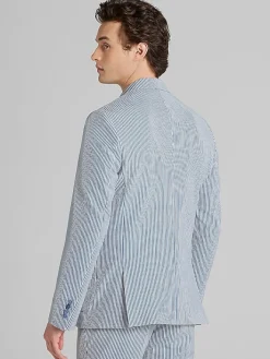 3-piece Suits|Suit Separates-Paisley &Amp; Gray Slim Fit Suit Seersucker Jacket Blue/Grey Seersucker
