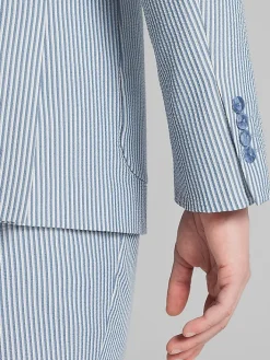 3-piece Suits|Suit Separates-Paisley &Amp; Gray Slim Fit Suit Seersucker Jacket Blue/Grey Seersucker