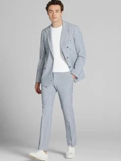 3-piece Suits|Suit Separates-Paisley &Amp; Gray Slim Fit Suit Seersucker Jacket Blue/Grey Seersucker