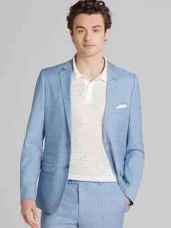 3-piece Suits|Suit Separates-Paisley &Amp; Gray Slim Fit Suit Stripe Jacket Blue Stripe
