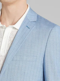3-piece Suits|Suit Separates-Paisley &Amp; Gray Slim Fit Suit Stripe Jacket Blue Stripe