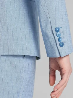 3-piece Suits|Suit Separates-Paisley &Amp; Gray Slim Fit Suit Stripe Jacket Blue Stripe