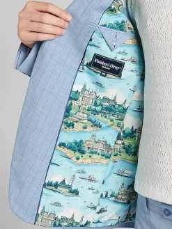 3-piece Suits|Suit Separates-Paisley &Amp; Gray Slim Fit Suit Stripe Jacket Blue Stripe