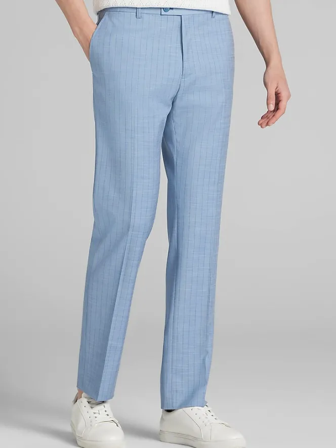 Big & Tall Pants|Big & Tall Suits-Paisley &Amp; Gray Slim Fit Suit Stripe Pants Blue Stripe