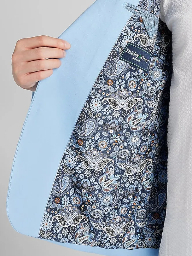 3-piece Suits|Suit Separates-Paisley &Amp; Gray Slim Fit Suit Suit Jacket Baby Blue