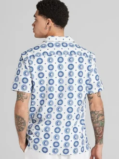 Button Up Shirts-Paisley &Amp; Gray Slim Fit Sun & Moon Camp Shirt White