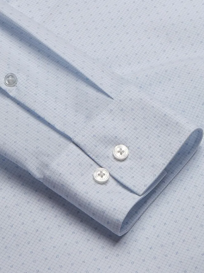 Designer Dress Shirts|Patterned Dress Shirts-Calvin Klein Slim Fit Supima Cotton Dress Shirt Light Blue Check