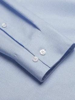 Dress Shirts|Designer Dress Shirts-Calvin Klein Slim Fit Supima Cotton Stretch Check Dress Shirt Blue Check