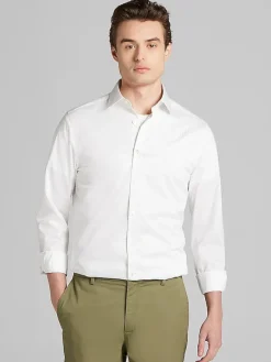 Patterned Dress Shirts|Designer Dress Shirts-Calvin Klein Slim Fit Supima Cotton Stretch Dress Shirt Sage