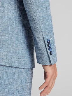 3-piece Suits|Suit Separates-Paisley &Amp; Gray Slim Fit Textured Crosshatch Suit Jacket Lt Blue Texture