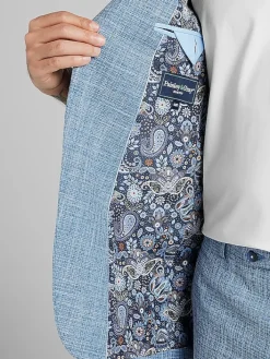 3-piece Suits|Suit Separates-Paisley &Amp; Gray Slim Fit Textured Crosshatch Suit Jacket Lt Blue Texture