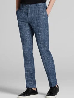 Big & Tall Pants|Big & Tall Suits-Paisley &Amp; Gray Slim Fit Textured Crosshatch Suit Pants Navy Texture